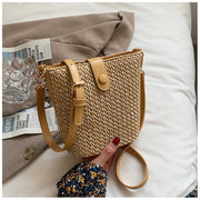 Women’s Crossbody Leather and Straw Bag for Beach, Vacation & Summer Outfits