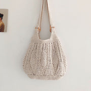 Women’s Retro Artsy Twist Cotton Knitted Bag Shoulder Bag for Boho Everyday Style & Gifts