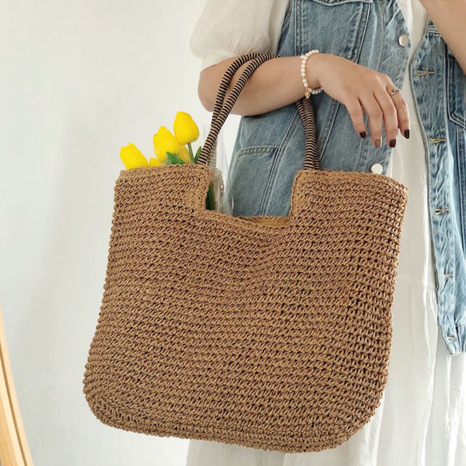 Women’s Beach Straw Woven Tote Bag for Beach, Vacation & Summer Outfits