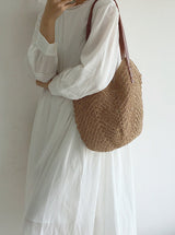 Women’s Retro Straw Woven Tote Bag for Beach, Vacation & Summer Outfits