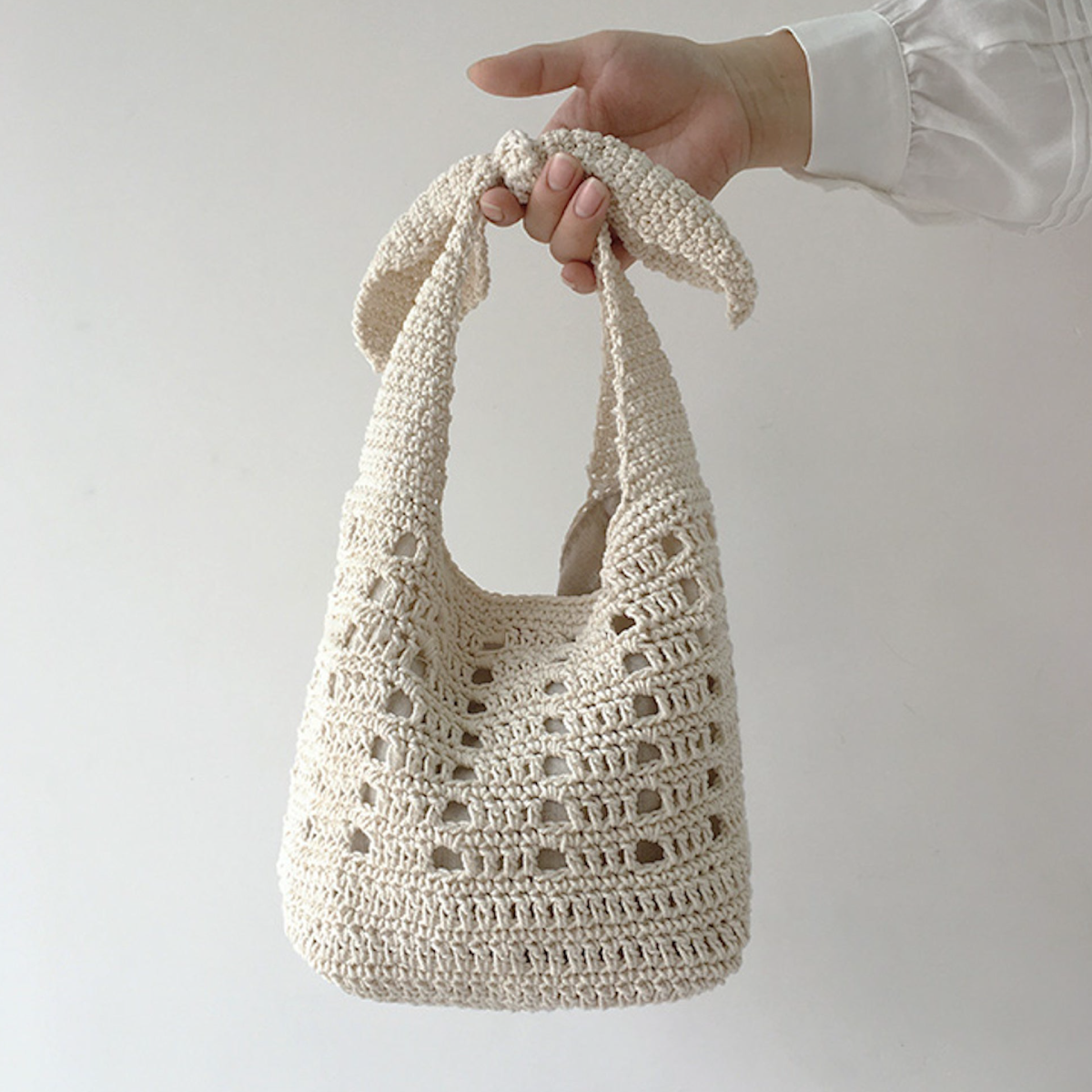 Women’s Medium Crochet Cotton Bucket Bag for Boho Everyday Style & Gifts