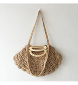Women’s Artsy Shell Shaped Cotton Shoulder Bag Purse for Boho Everyday Style & Gifts