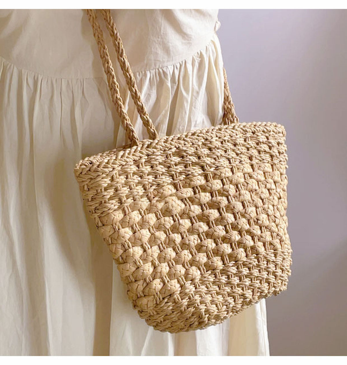 Women’s Simple Woven Straw Tote Bag for Beach, Vacation & Summer Outfits