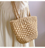 Women’s Simple Woven Straw Tote Bag for Beach, Vacation & Summer Outfits