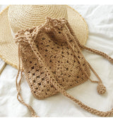 Women’s Retro Cotton Knitted Shoulder Bucket Bag Crossbody Bag for Boho Everyday Style & Gifts