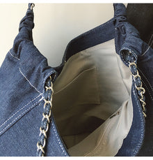 Women’s Retro Chain Strap Denim Tote for Everyday Outfits & Gifts