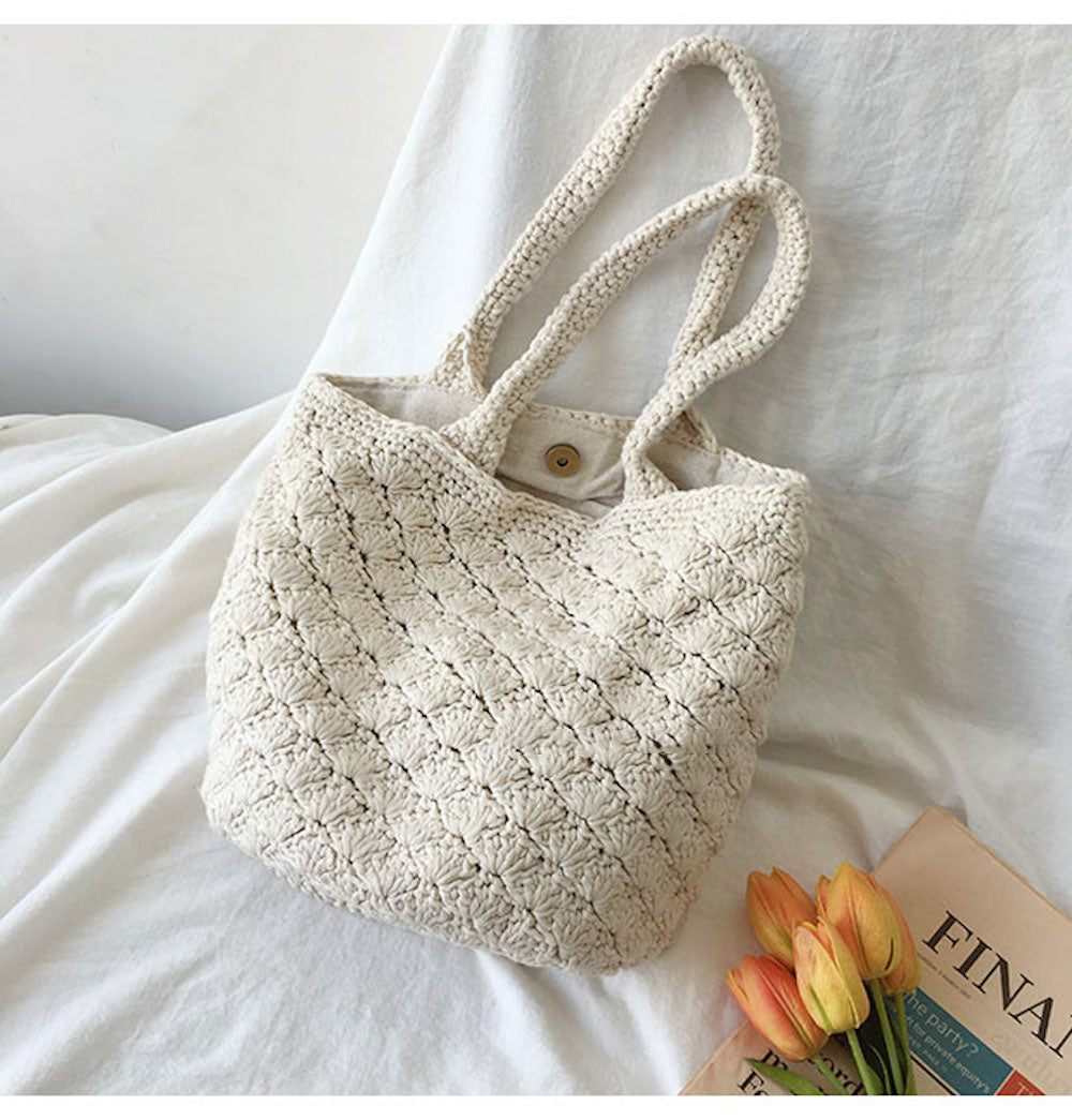 Women’s Patterned Cotton Knitted Shoulder Bag Purse for Boho Everyday Style & Gifts