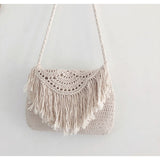 Women’s Crochet Cotton Handmade Bohemian Tassel Beach Bag Tote Bag for Boho Everyday Style & Gifts