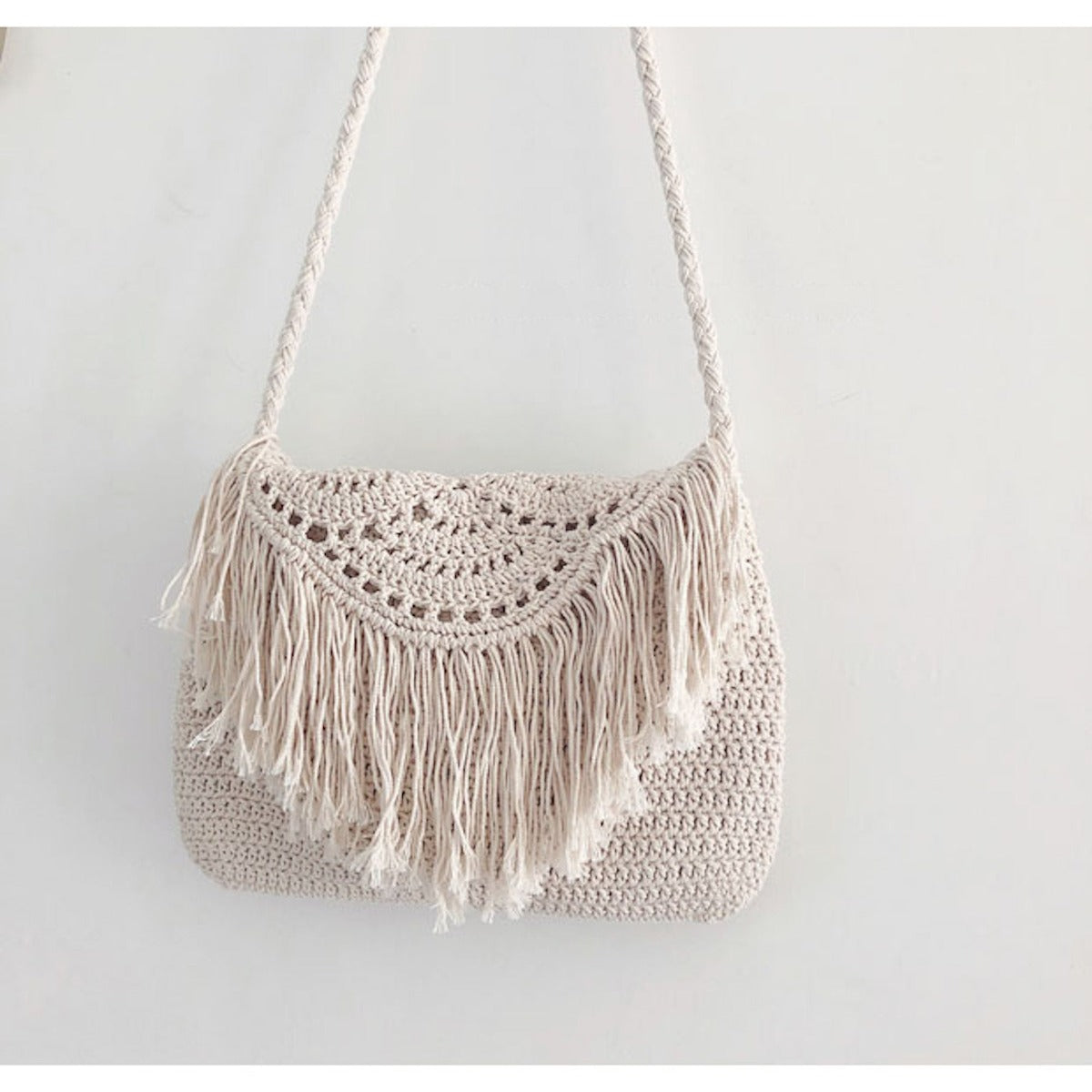 Women’s Crochet Cotton Handmade Bohemian Tassel Beach Bag Tote Bag for Boho Everyday Style & Gifts