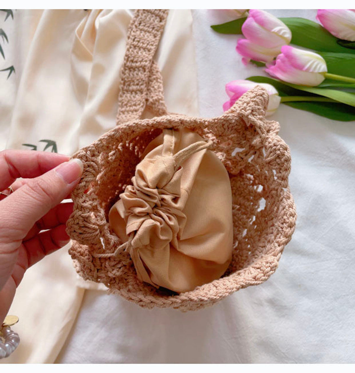 Women’s Boho Cotton Knitted Shoulder Bag Crossbody Bag for Boho Everyday Style & Gifts