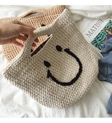 Women’s Cotton Knitted Smiley Face Bag Purse for Boho Everyday Style & Gifts