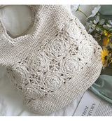Women’s Floral Cotton Knitted Shoulder Bag Purse for Boho Everyday Style & Gifts