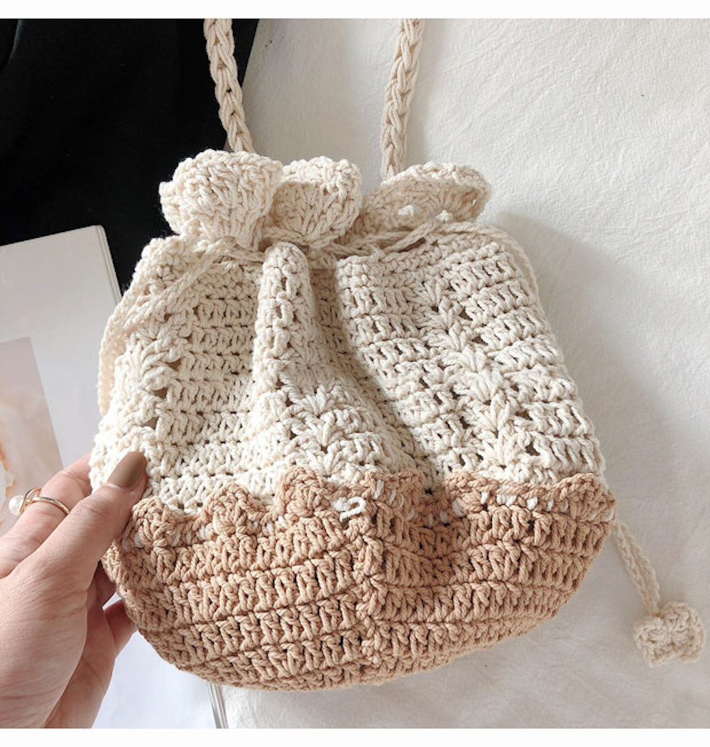 Women’s Retro Cotton Drawstring Shoulder Bag Crossbody Bag for Boho Everyday Style & Gifts