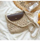 Women’s Crochet Crossbody Messenger Bag with Leather Flap for Boho Everyday Style & Gifts