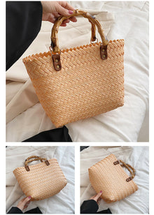 Damen Stroh Handgemachte Sommer Strandkorb Tote für Strand, Urlaub & Sommer Outfits