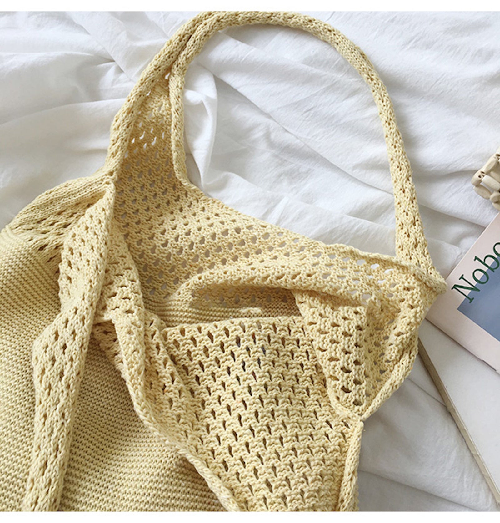 Women’s Macaron Colored Cotton Knitted Shoulder Bag for Boho Everyday Style & Gifts