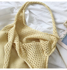 Women’s Macaron Colored Cotton Knitted Shoulder Bag for Boho Everyday Style & Gifts