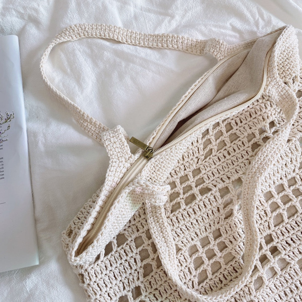 Women’s Crochet Cotton Retro Patterned Tote Bag for Boho Everyday Style & Gifts