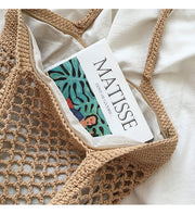 Women’s Retro Fish Net Cotton Knitted Shoulder Bag for Boho Everyday Style & Gifts