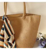 Women’s Modern Style Straw Woven Tote Bag for Beach, Vacation & Summer Outfits