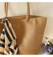 Women’s Modern Style Straw Woven Tote Bag for Beach, Vacation & Summer Outfits
