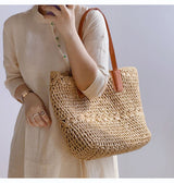 Women’s Large Straw Woven Tote for Beach, Vacation & Summer Outfits