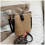 Women’s Crossbody Leather and Straw Bag for Beach, Vacation & Summer Outfits