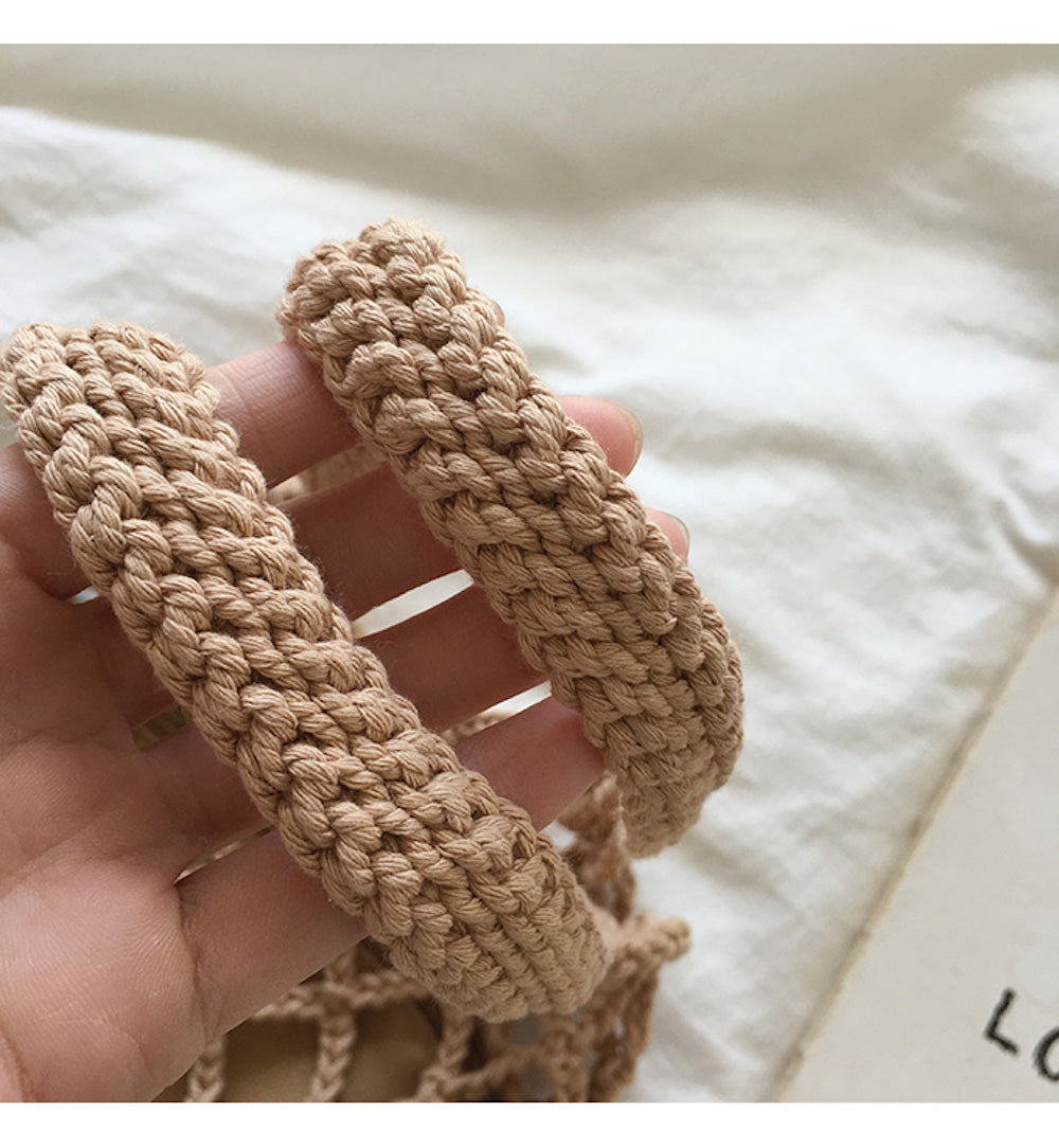 Women’s Crochet Bag with Fishnet Design Top Handle Bag for Boho Everyday Style & Gifts