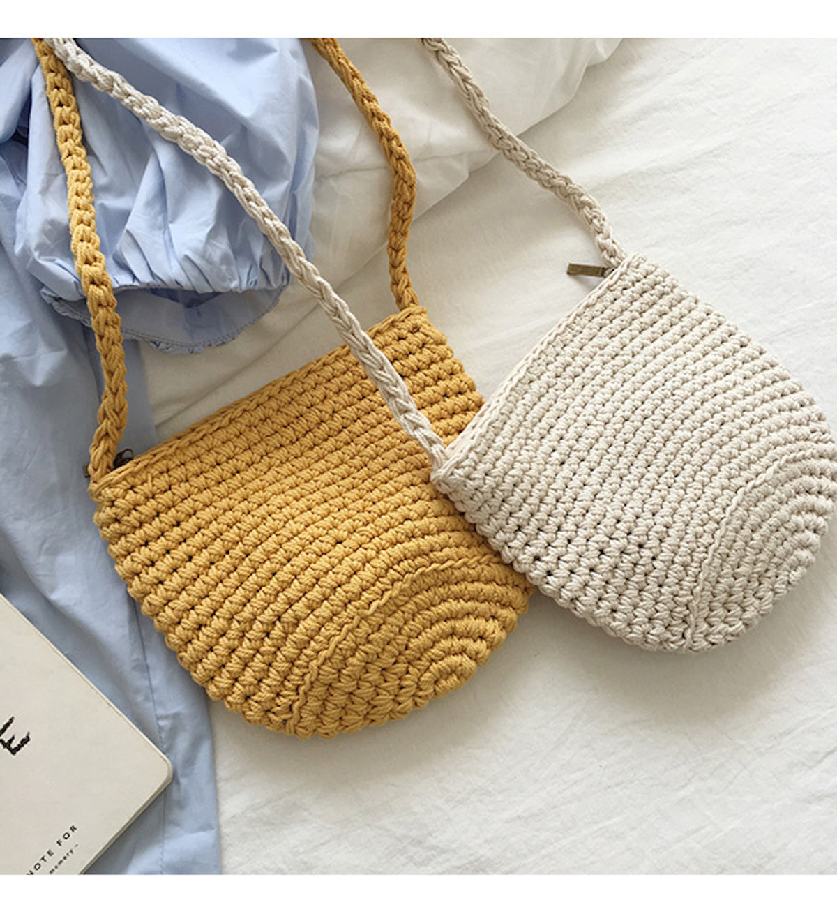 Women’s Small Cotton Knitted Shoulder Bag Purse for Boho Everyday Style & Gifts