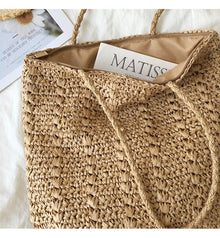 Women’s Lightweight Straw Woven Square Tote Bag for Beach, Vacation & Summer Outfits