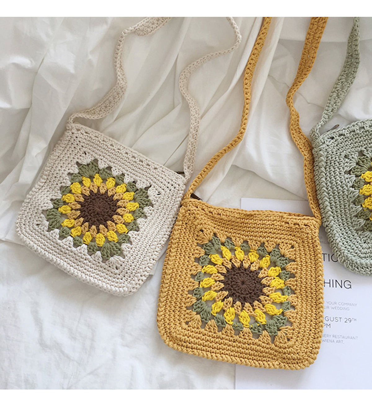 Women’s Handmade Crochet Sunflower Purse Crossbody Bag for Boho Everyday Style & Gifts