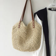 Women’s Retro Straw Woven Tote Bag for Beach, Vacation & Summer Outfits