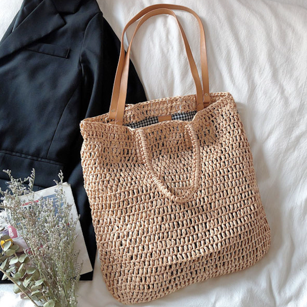 Minimalistische Strohtasche für Damen für Strand, Urlaub und Sommer-Outfits