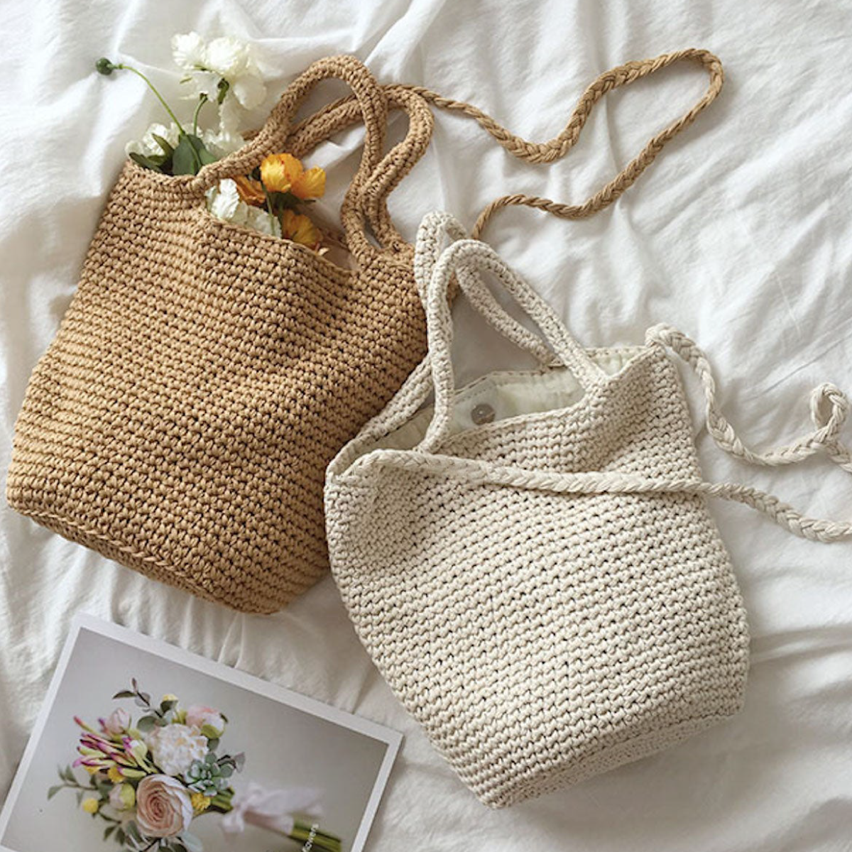 Women’s Large Crochet Cotton Bucket Bag for Boho Everyday Style & Gifts