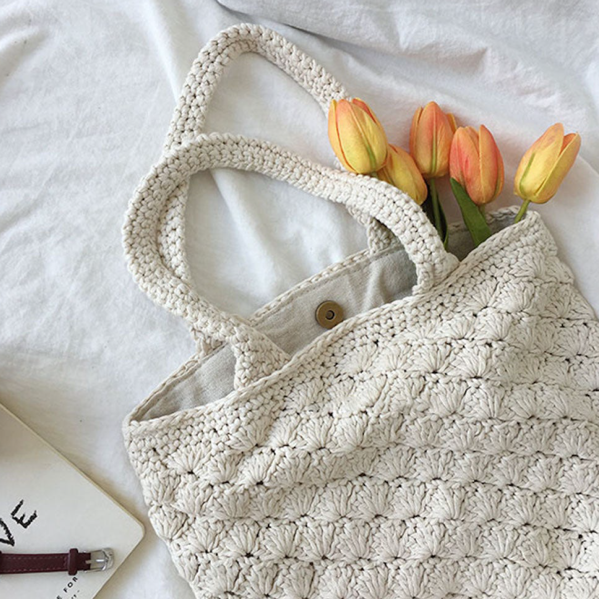 Women’s Patterned Cotton Knitted Shoulder Bag Purse for Boho Everyday Style & Gifts