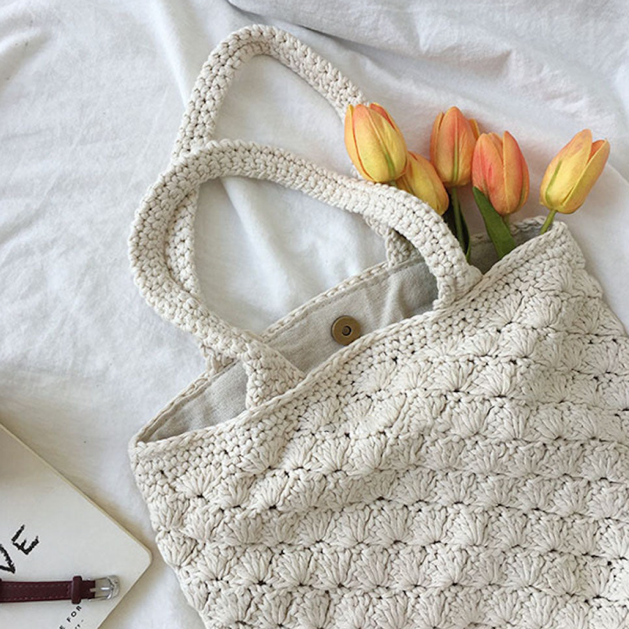 Women’s Patterned Cotton Knitted Shoulder Bag Purse for Boho Everyday Style & Gifts