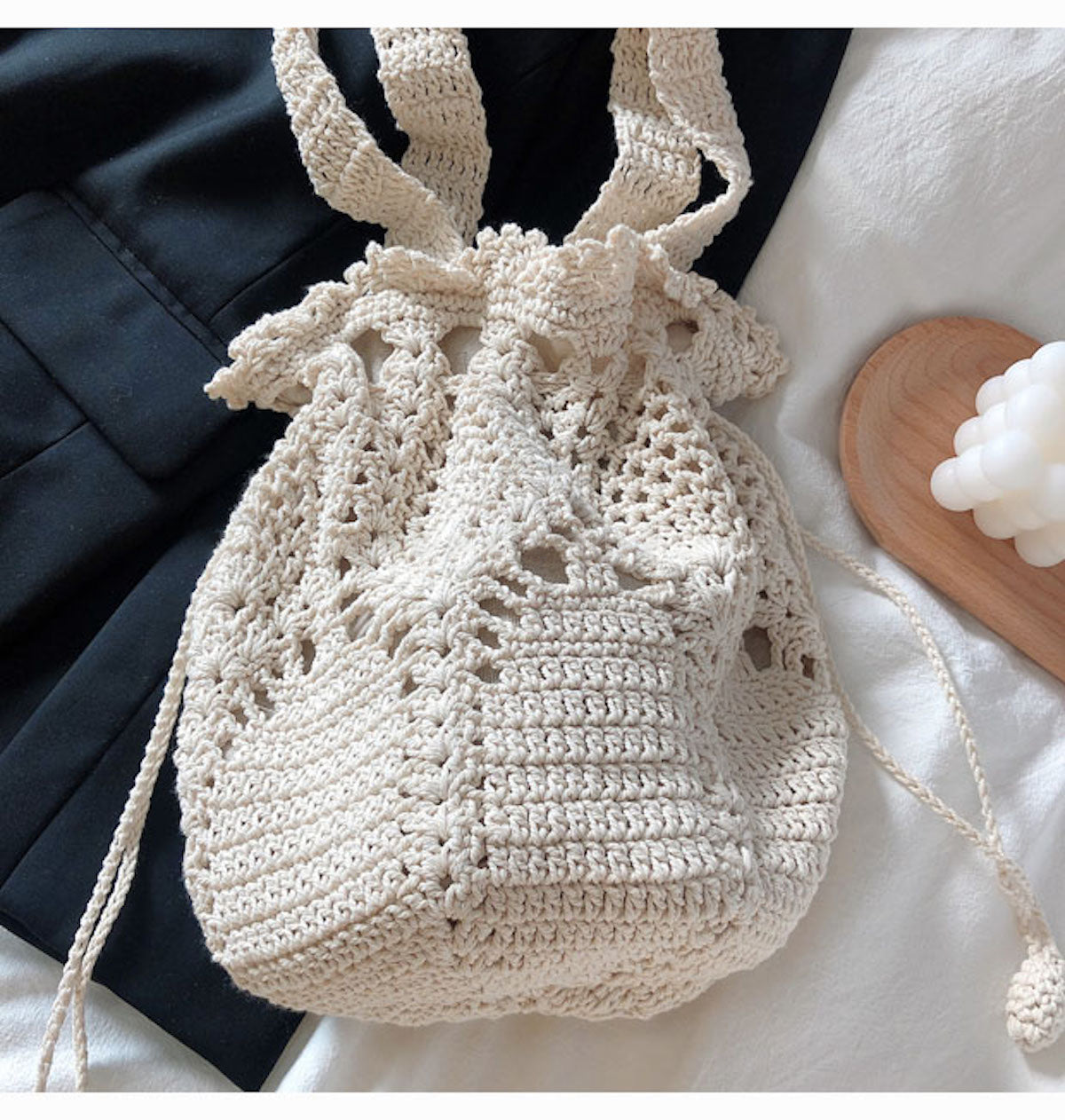 Women’s Crochet Cotton Floral Knitted Bucket Bag Crossbody Bag for Boho Everyday Style & Gifts