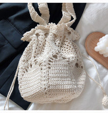Women’s Crochet Cotton Floral Knitted Bucket Bag Crossbody Bag for Boho Everyday Style & Gifts