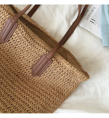Women’s Retro Straw Woven Tote Bag for Beach, Vacation & Summer Outfits