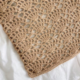 Women’s Crochet Medium Cotton Knitted Top Handle Bag with Floral Design Purse for Boho Everyday Style & Gifts