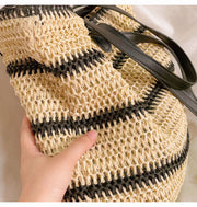 Women’s Large Straw Striped Summer Tote for Beach, Vacation & Summer Outfits