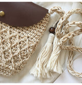 Women’s Crochet Crossbody Messenger Bag with Leather Flap for Boho Everyday Style & Gifts