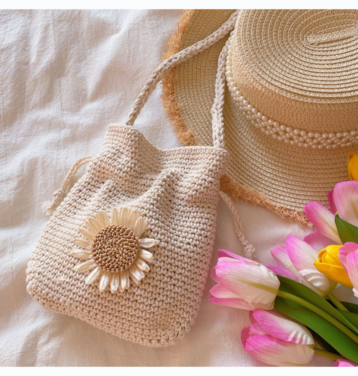 Women’s Handmade Crochet Flower Purse Crossbody Bag for Boho Everyday Style & Gifts