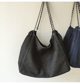 Women’s Retro Chain Strap Denim Tote for Everyday Outfits & Gifts