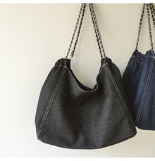 Women’s Retro Chain Strap Denim Tote for Everyday Outfits & Gifts