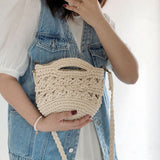 Women’s Retro Crochet Crossbody Bucket Bag for Boho Everyday Style & Gifts