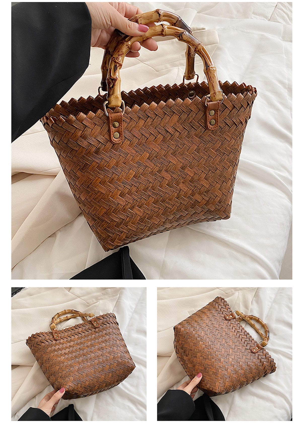 Women’s Straw Handmade Summer Beach Basket Tote for Beach, Vacation & Summer Outfits
