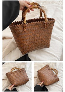 Damen Stroh Handgemachte Sommer Strandkorb Tote für Strand, Urlaub & Sommer Outfits