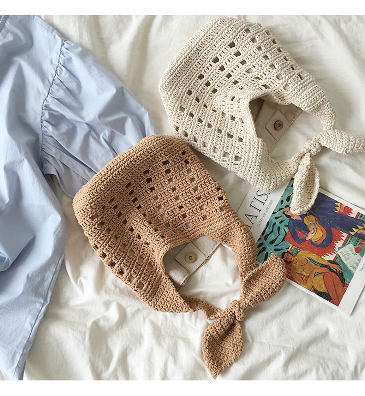 Women’s Medium Crochet Cotton Bucket Bag for Boho Everyday Style & Gifts