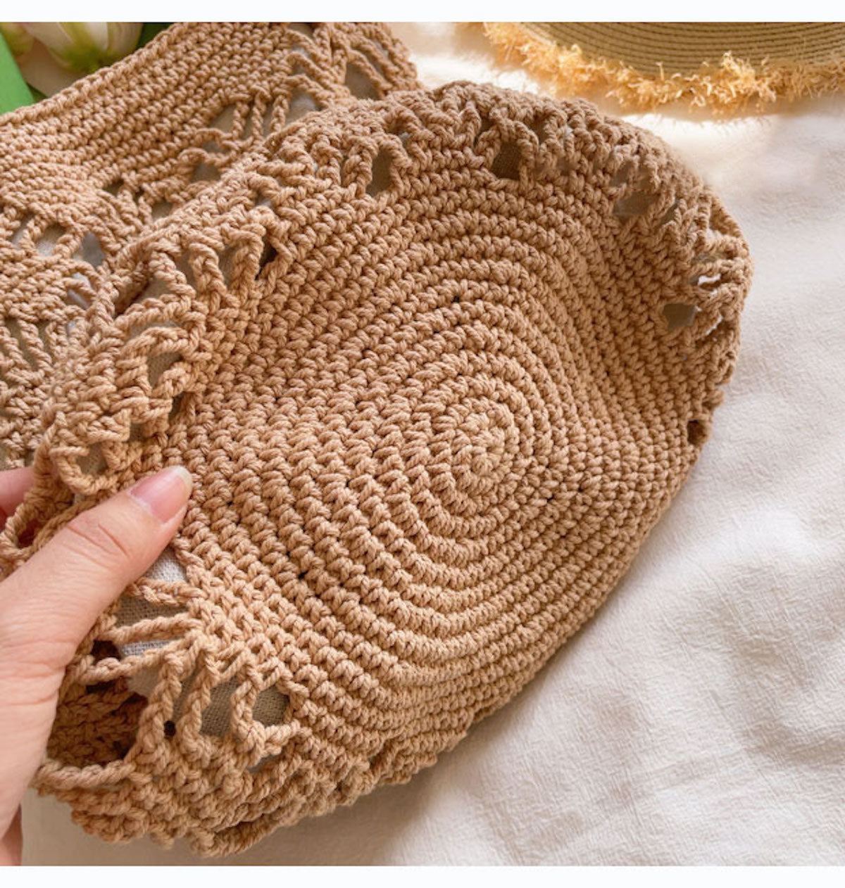 Women’s Cotton Crochet Bucket Bag for Boho Everyday Style & Gifts